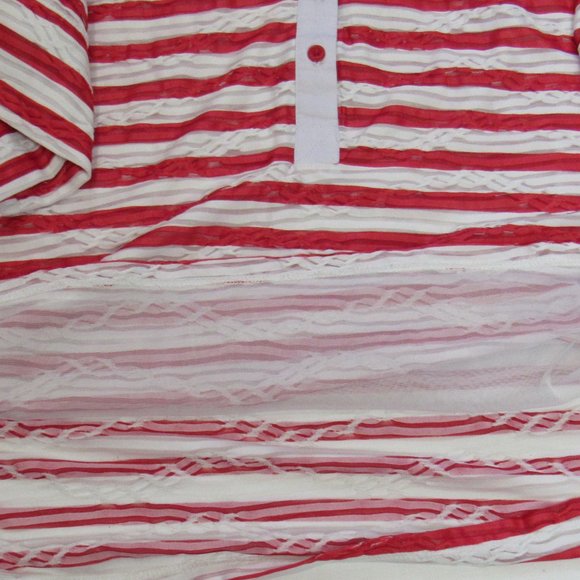 Vintage Cathy Daniels Women's Red Stripe Roll-Tab Blouses Shirts Size XL - Picture 6 of 8